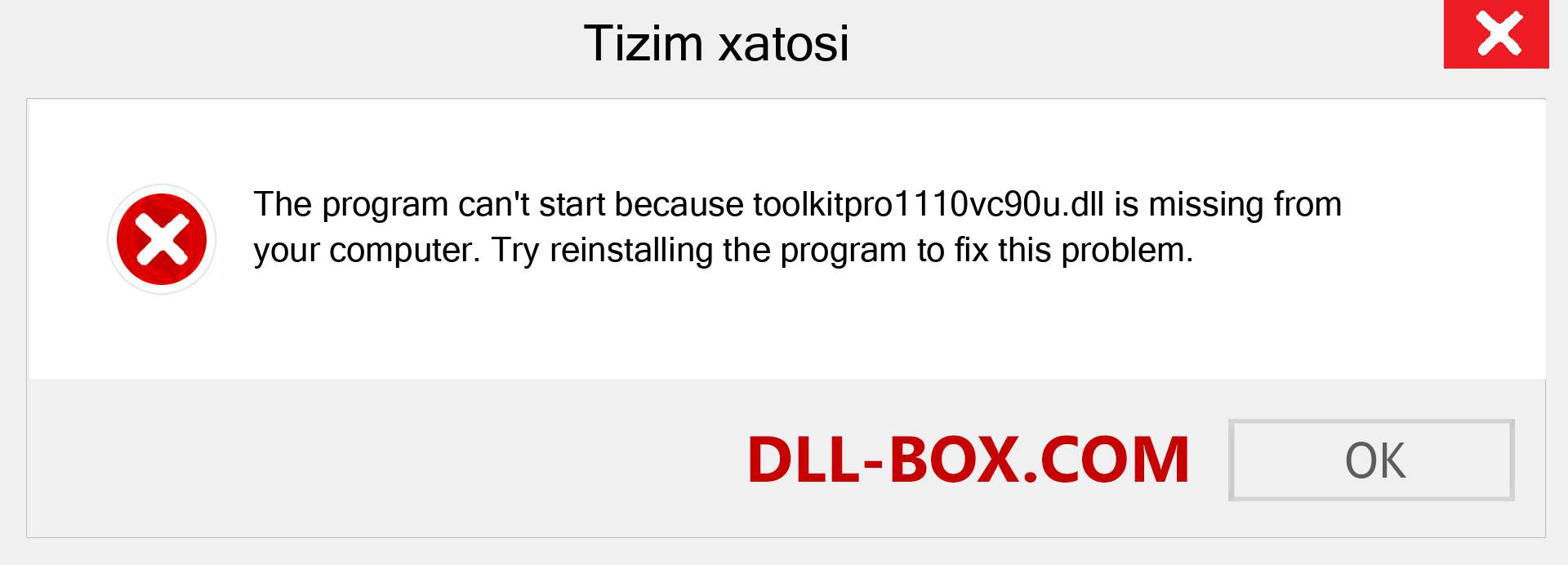 toolkitpro1110vc90u.dll fayli yo'qolganmi?. Windows 7, 8, 10 uchun yuklab olish - Windowsda toolkitpro1110vc90u dll etishmayotgan xatoni tuzating, rasmlar, rasmlar